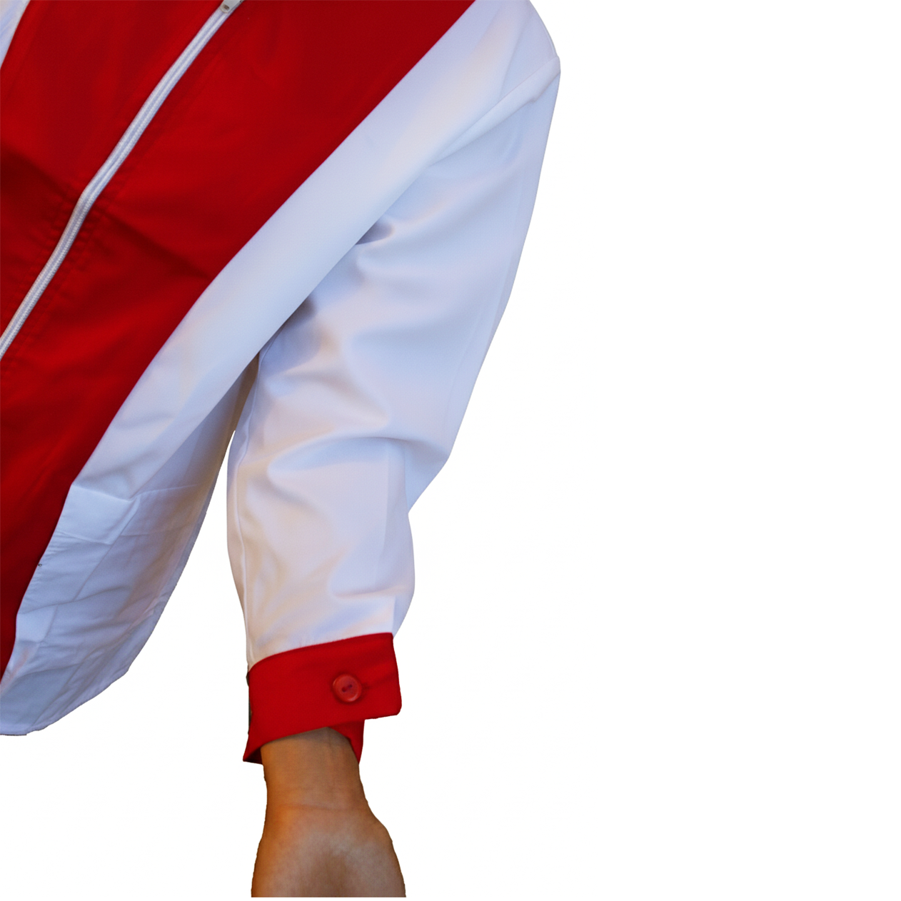 Casacca,camice da lavoro con zip, manica lunga bicolore "rosso" Cod:2206