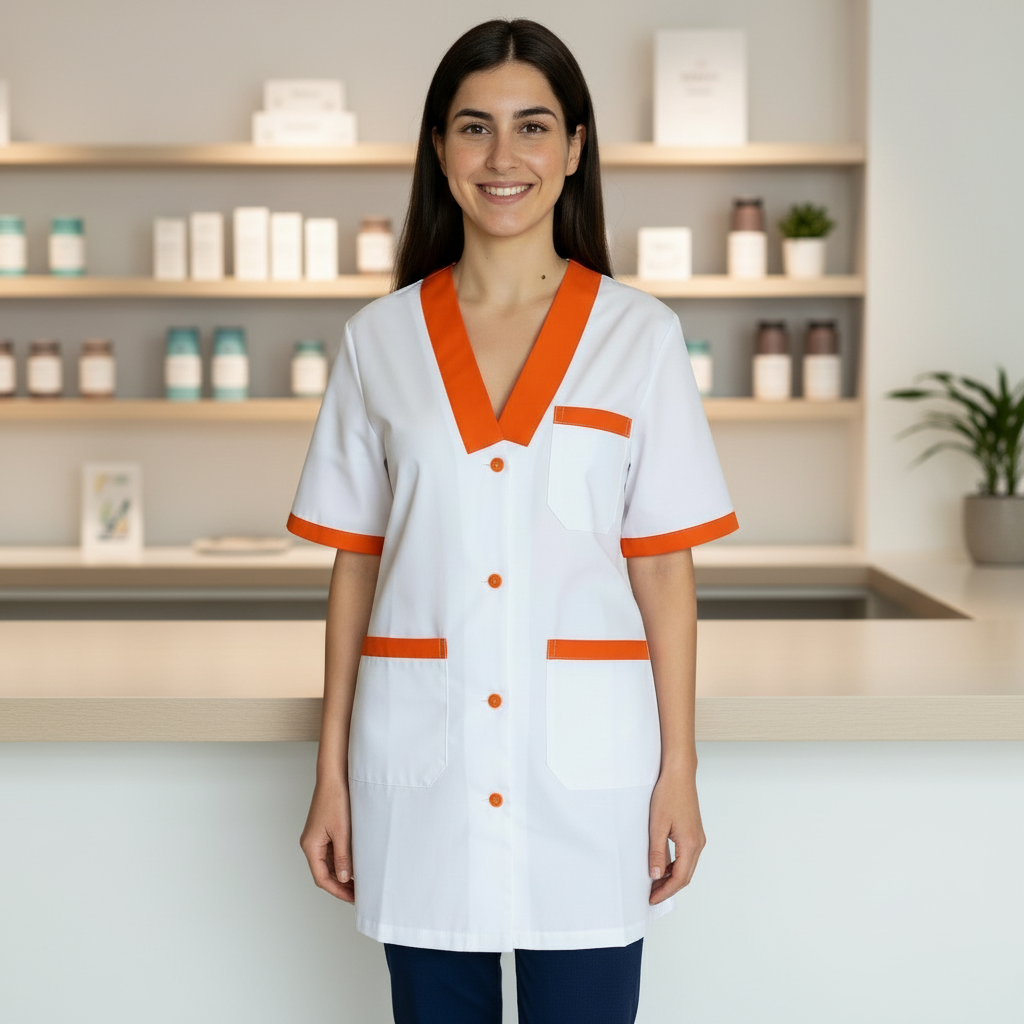 Casacca,camice da lavoro, profilo arancione MM Cod:7586