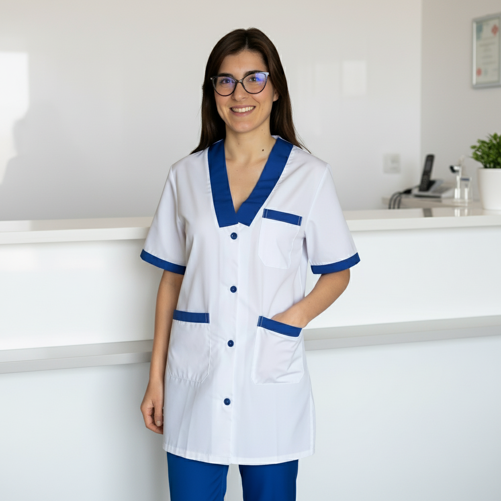 Casacca,camice da lavoro, profilo blue royal MM cod:7616