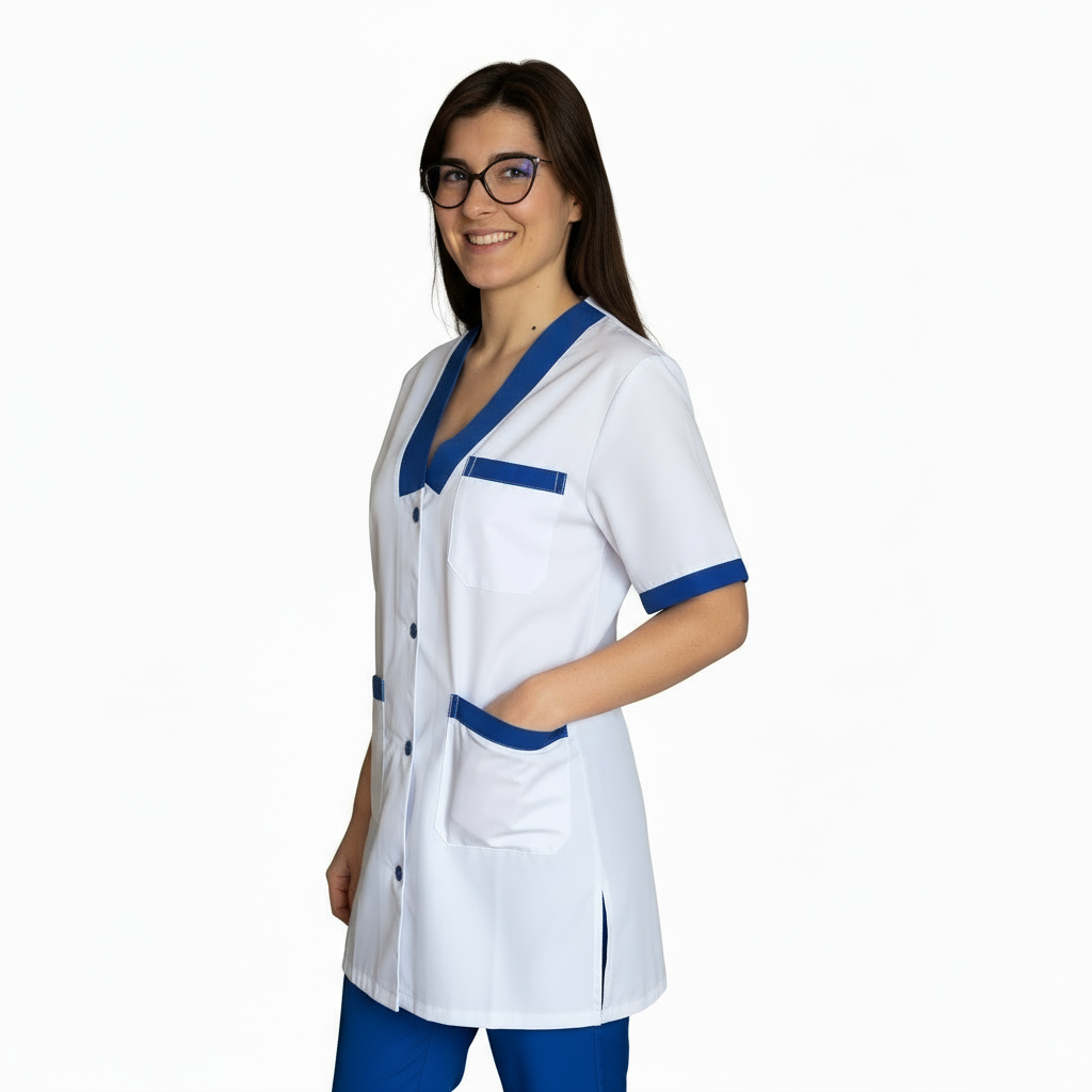 Casacca,camice da lavoro, profilo blue royal MM cod:7616