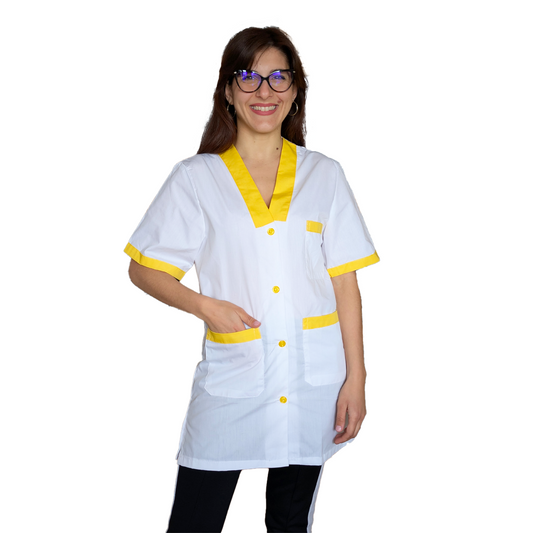 Casacca,camice da lavoro, profilo giallo MM cod: 7609