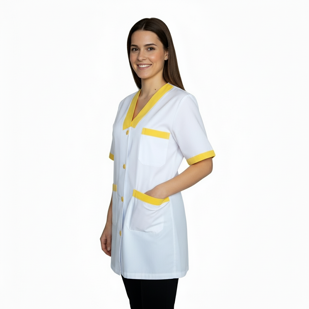 Casacca,camice da lavoro, profilo giallo MM cod: 7609