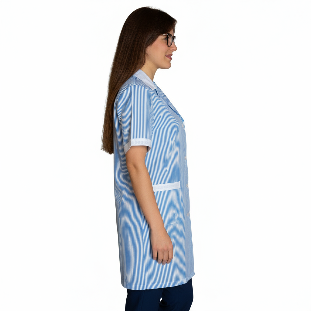 Camice da lavoro lungo rigo azzurro MM cod:7197