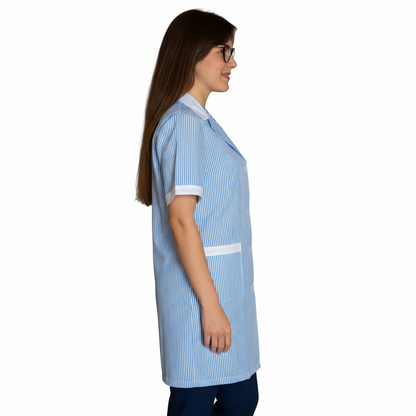 Camice da lavoro lungo rigo azzurro MM cod:7197