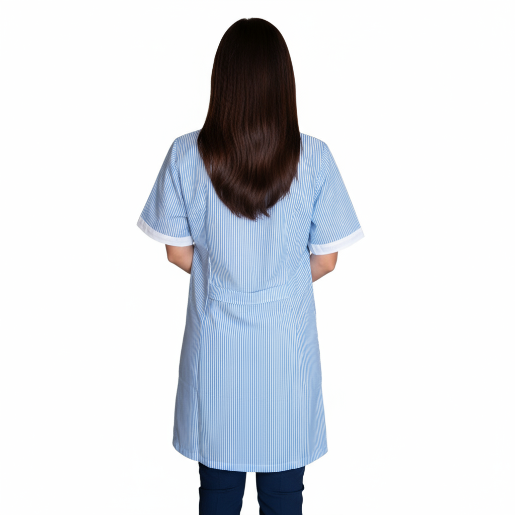 Camice da lavoro lungo rigo azzurro MM cod:7197