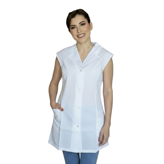 Casacca da Lavoro Donna Giromanica Bianco con Inserti Grigi – COD: 7029