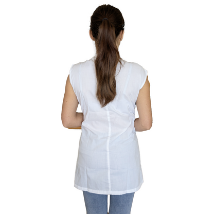 Casacca,camice da lavoro giromanica, bianco inserti grigi cod:7029