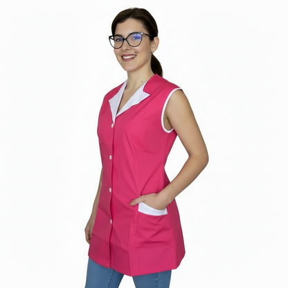Casacca da Lavoro Donna Giromanica Corta Fuxia con Profilo – COD: 7210