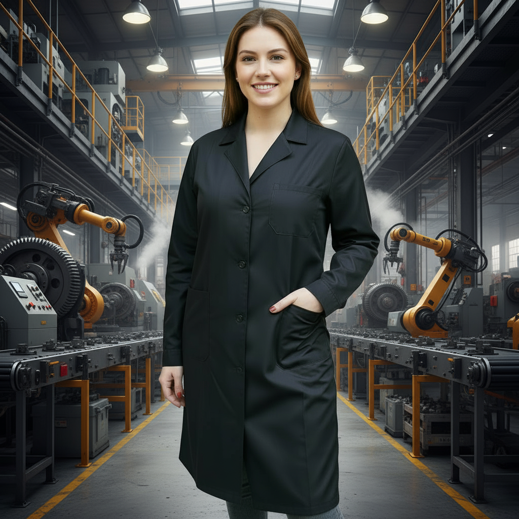 camice da lavoro donna,classico misto cotone no-stiro"nero" cod: 200521