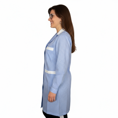 camice da lavoro donna,lungo quadretto azzurro ML cod: 200524