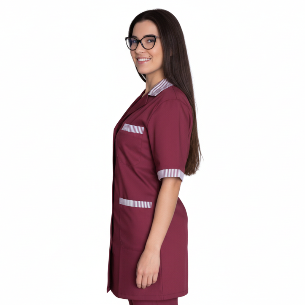 Camice da Lavoro Donna Bordeaux, Bottoni, Misto Cotone Made in Italy – COD: 1302