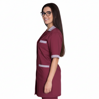 Camice da Lavoro Donna Bordeaux, Bottoni, Misto Cotone Made in Italy – COD: 1302