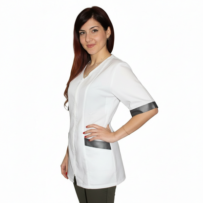 Camice da lavoro,casacca zip bianco MM con inserto nero Cod: 2707
