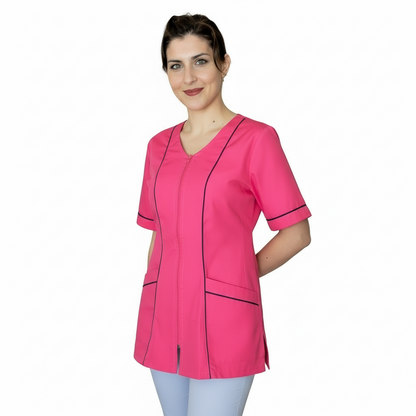 Casacca da lavoro donna zip Fuchsia mezza manica – COD: 6893