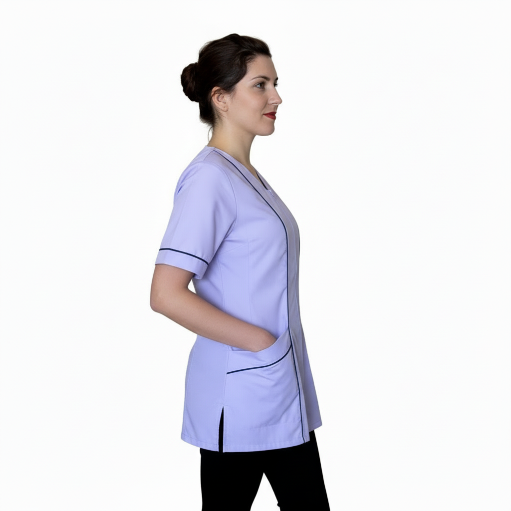 Casacca da lavoro donna zip glicine mezza manica – COD: 1506