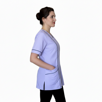 Casacca da lavoro donna zip glicine mezza manica – COD: 1506
