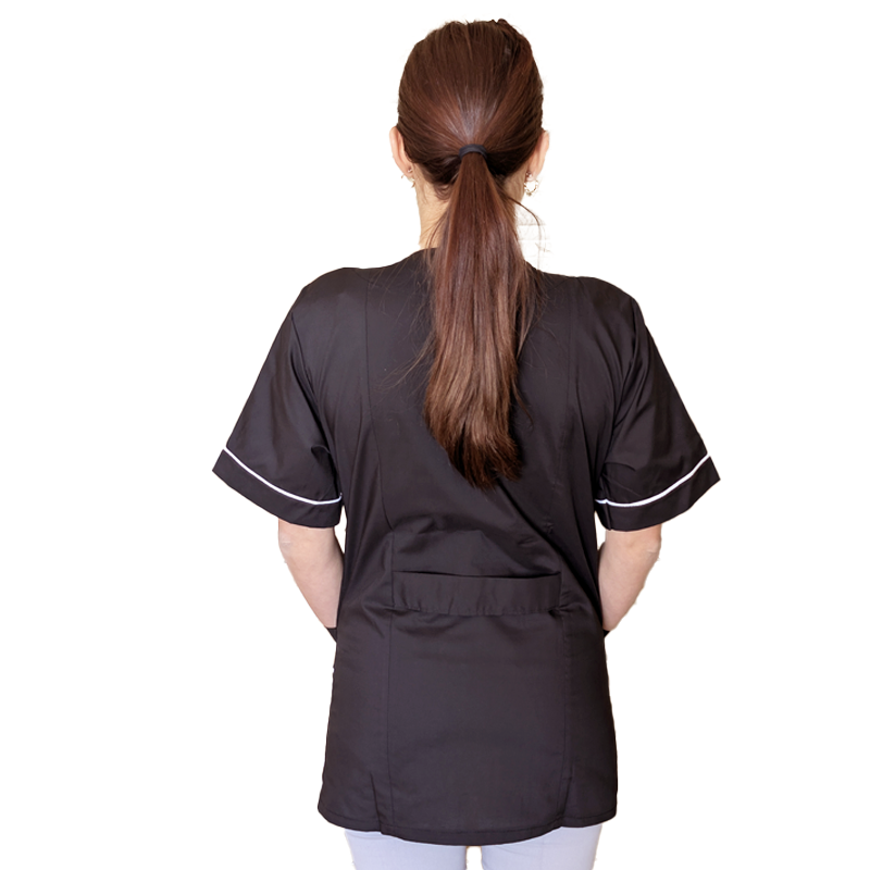 Camice da lavoro donna,con zip, nero inserto bianco modello "piera" Cod:2906