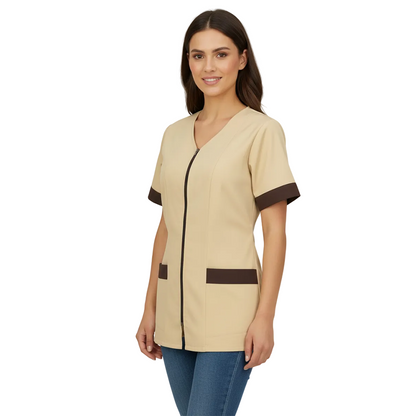 Camice da lavoro,casacca con zip Begie MM cod: 9632
