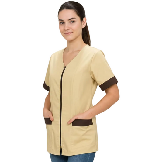Camice da lavoro,casacca con zip Begie MM cod: 9632