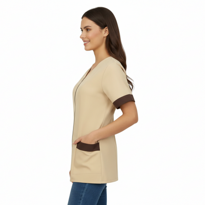 Camice da lavoro,casacca con zip Begie MM cod: 9632