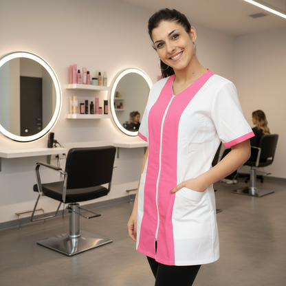 Camice da lavoro,casacca zip bicolore MM "fuchsia" Cod: 2506