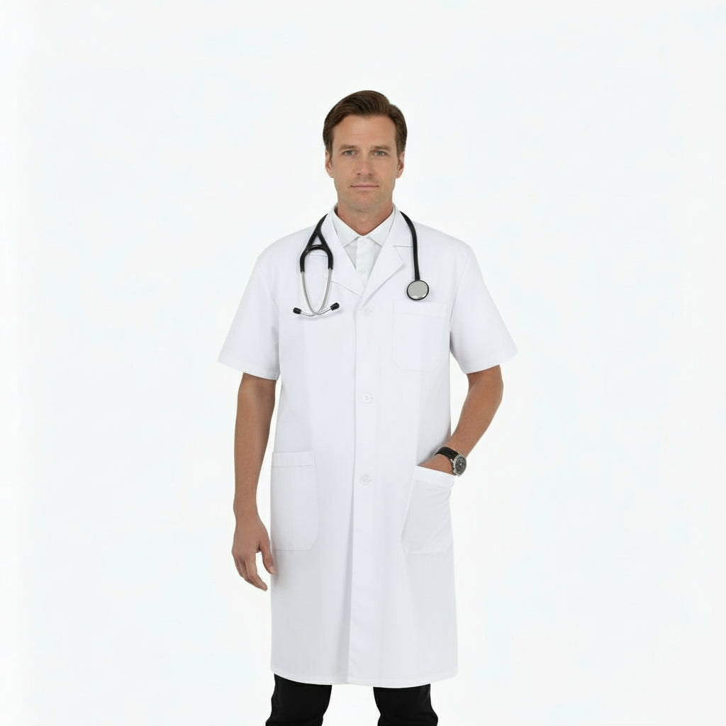 Camice da lavoro uomo bianco mezza manica Cod:1202