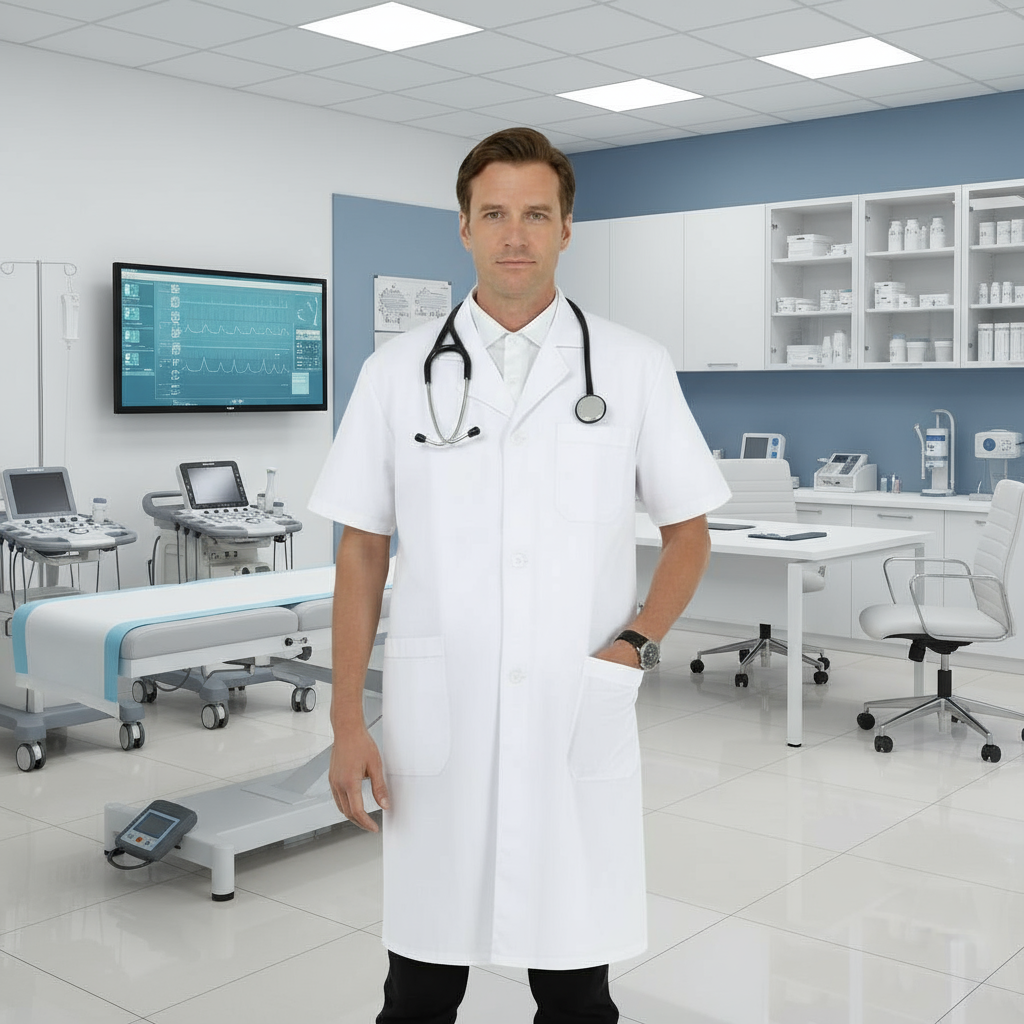 Camice da lavoro uomo bianco mezza manica Cod:1202