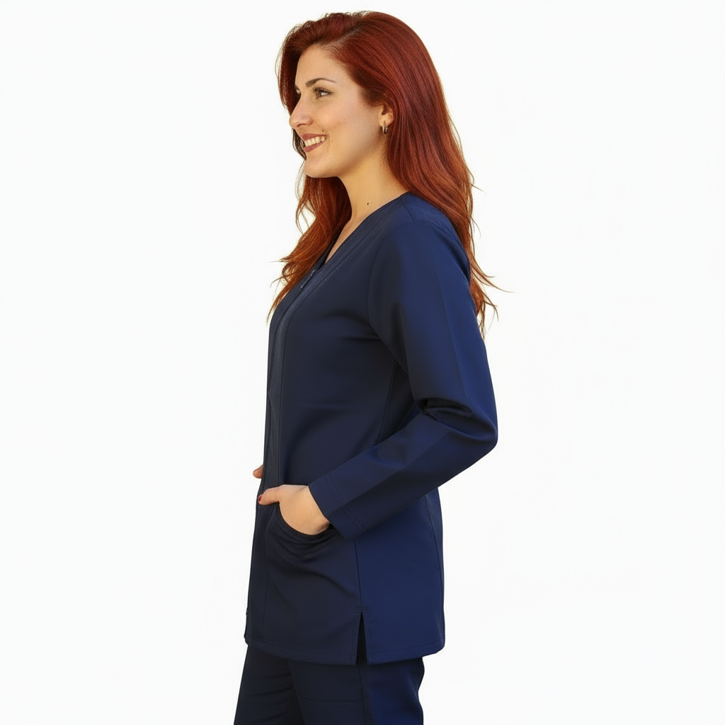 Camice da lavoro,casacca zip Manica lunga "Blu scuro" Cod: 1806