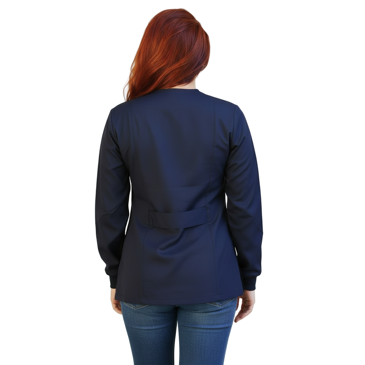Casacca da lavoro donna zip blu scuro manica lunga – COD: 1806