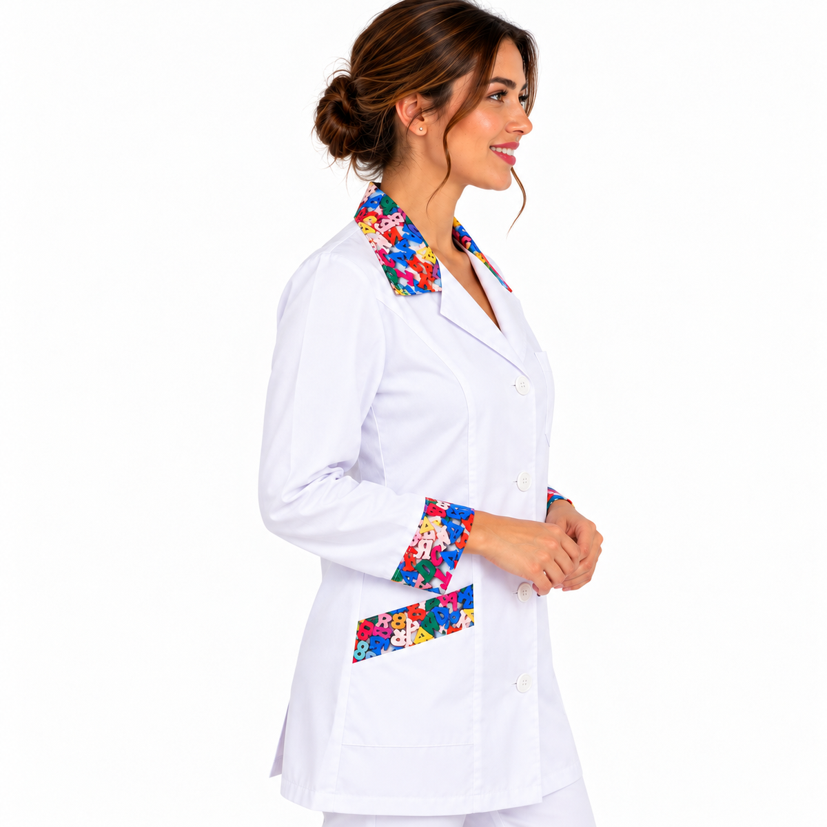 Camice donna slim fit bianco con lettere, Made in Italy | Cod. 132