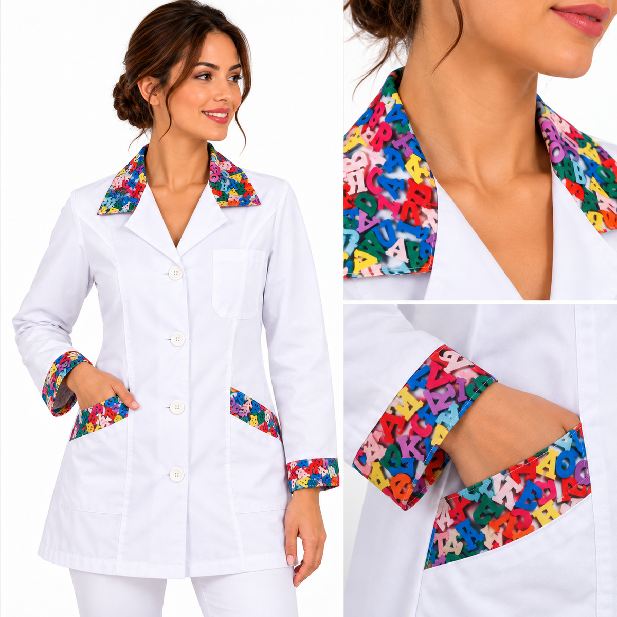 Camice donna slim fit bianco con lettere, Made in Italy | Cod. 132