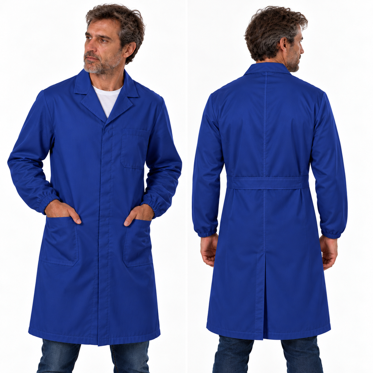 Camice da laboratorio 100% cotone con bottoni automatici - Cod. 26922 - Made in Italy