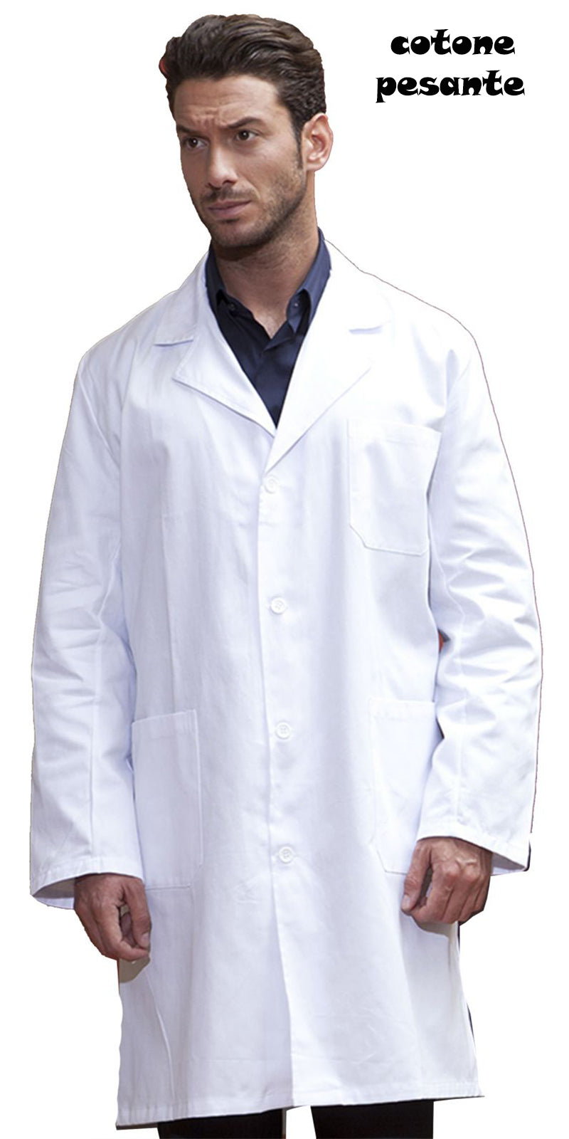 Camice da lavoro,laboratorio, bianco uomo ,cotone pesante ML cod: 7999