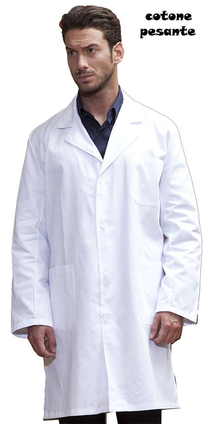 Camice da lavoro,laboratorio, bianco uomo ,cotone pesante ML cod: 7999