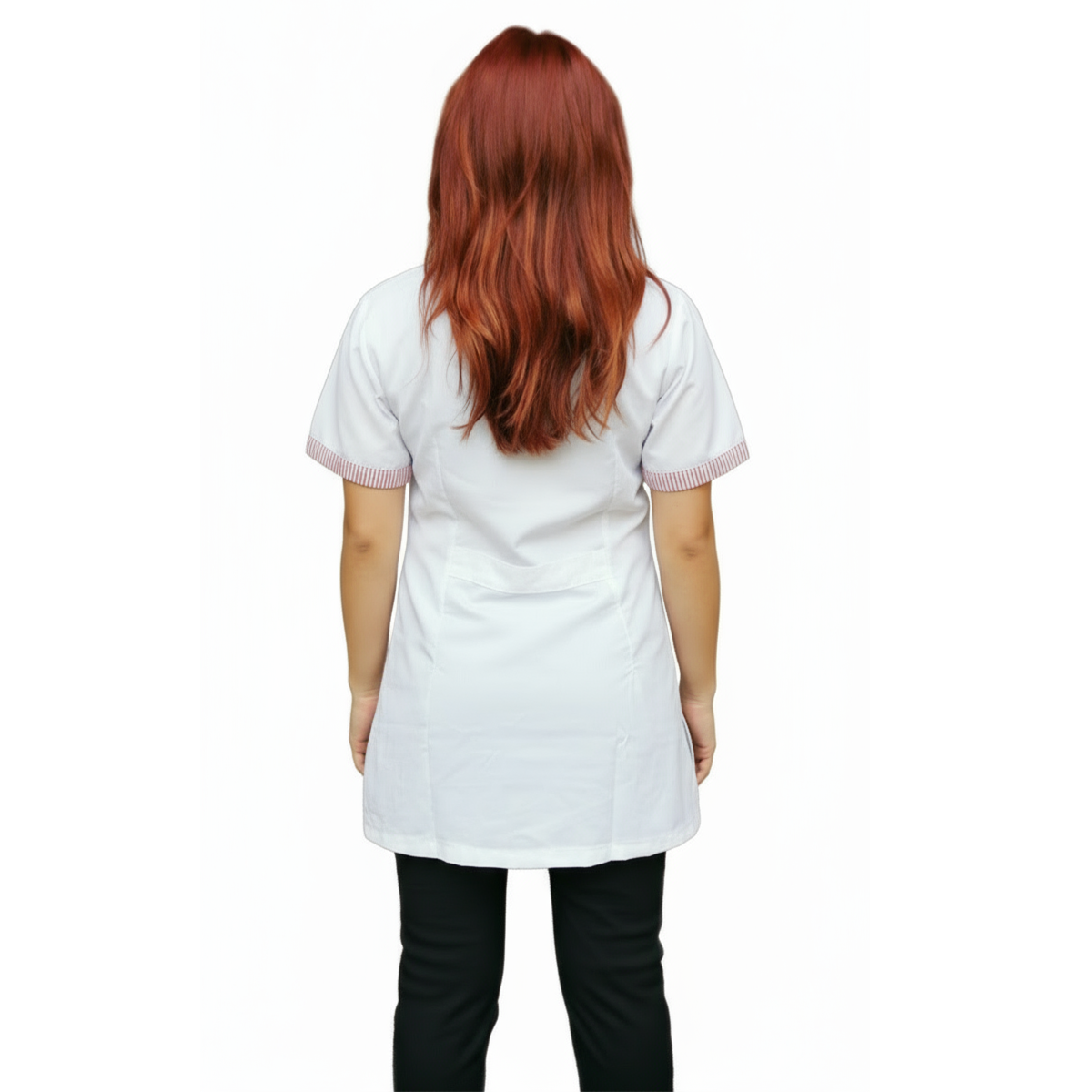 Casacca,camice da lavoro, bianco profilo rosso MM corto cod: 121019