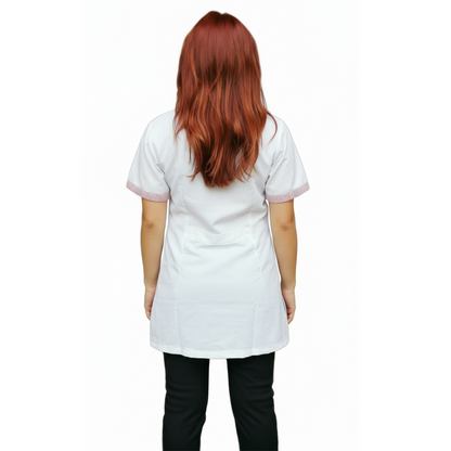 Casacca,camice da lavoro, bianco profilo rosso MM corto cod: 121019