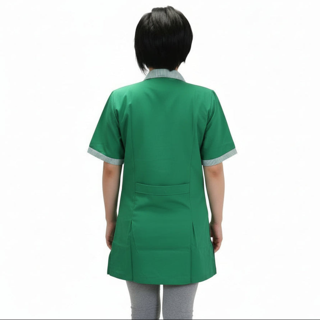 Camice da lavoro donna, casacca verde con profilo MM cod: 7708