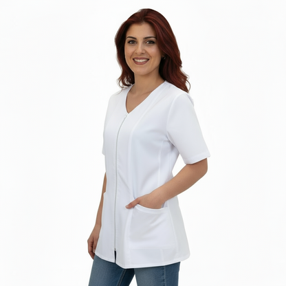 Camice da lavoro,casacca con zip bianco MM cod: 7043