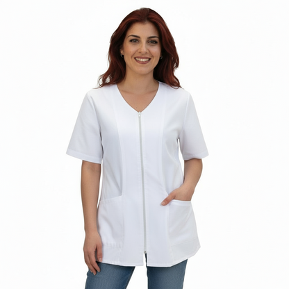 Camice da lavoro,casacca con zip bianco MM cod: 7043