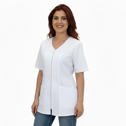 Camice da lavoro,casacca con zip bianco MM cod: 7043