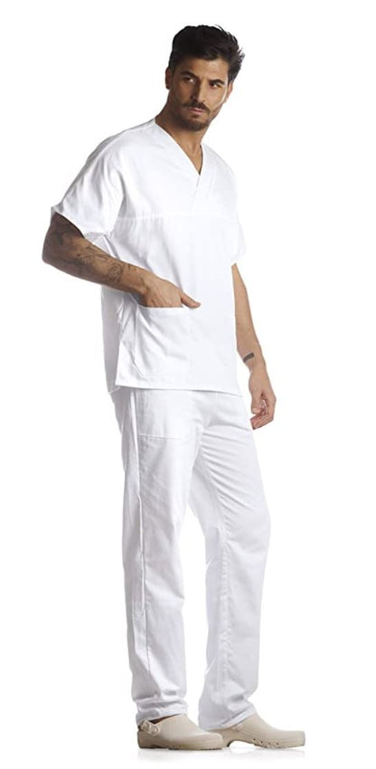 Divisa da lavoro,completa,unisex,collo V "bianco" cod: 8378