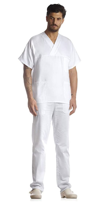 Divisa da lavoro,completa,unisex,collo V "bianco" cod: 8378