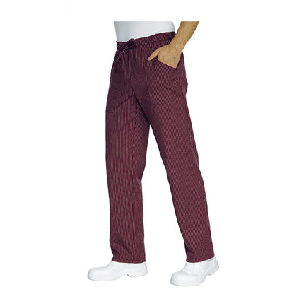 Pantaloni da Cucina Rigati Bordeaux Regular-Fit UNISEX, Polycotton Made in Italy – COD: 7906