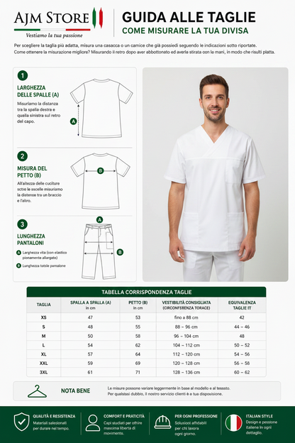 Divisa da Lavoro Completa Unisex Scollo V Blu Scuro Mezza Manica – COD: 8354