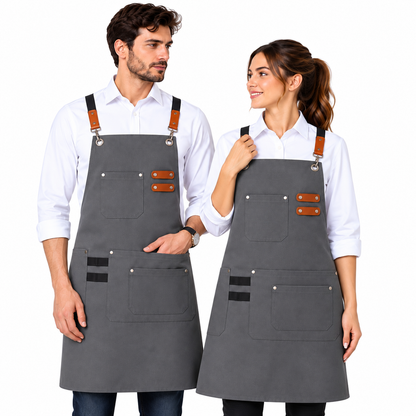 Grembiule professionale unisex con dettagli in pelle 129 | Made in Italy