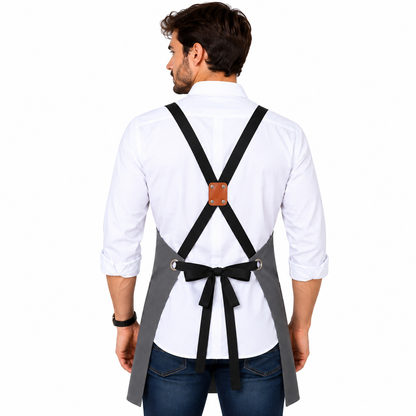 Grembiule professionale unisex con dettagli in pelle 129 | Made in Italy