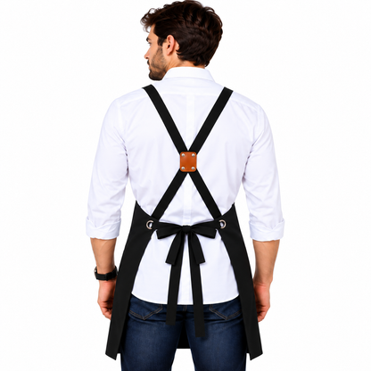 Grembiule professionale unisex con dettagli in pelle 129 | Made in Italy