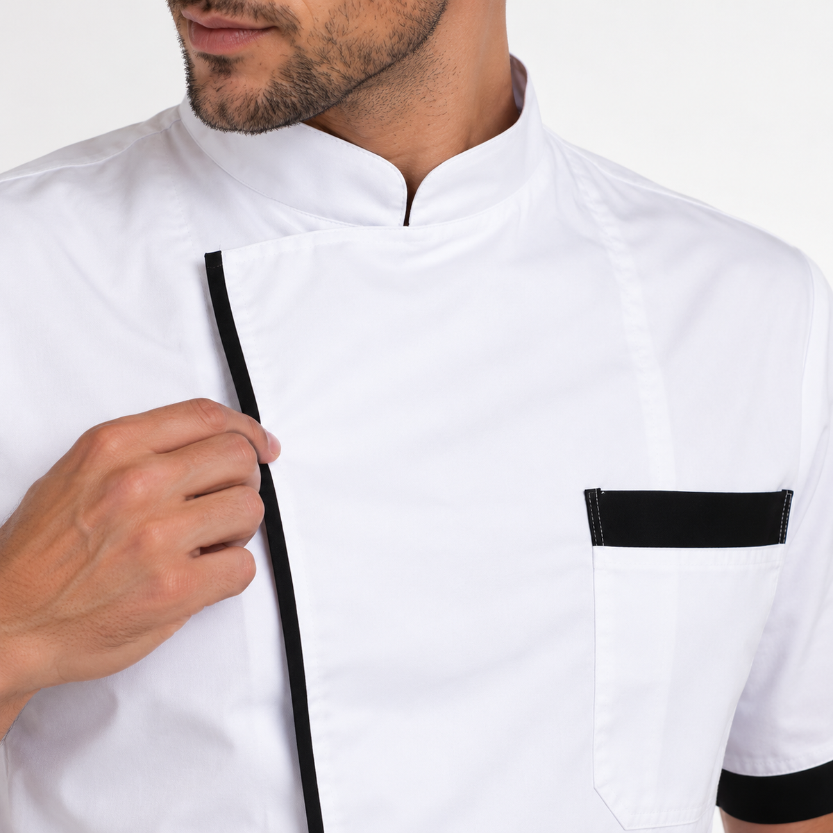 Giacca da chef bianco-nero a manica corta Made in Italy | COD. 78521