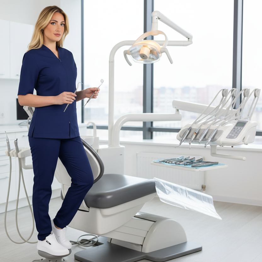 Divisa da Lavoro Donna Zip Blu Scuro Mezza Manica – COD: 1612