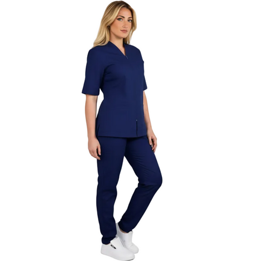 Divisa da Lavoro Donna Zip Blu Scuro Mezza Manica – COD: 1612